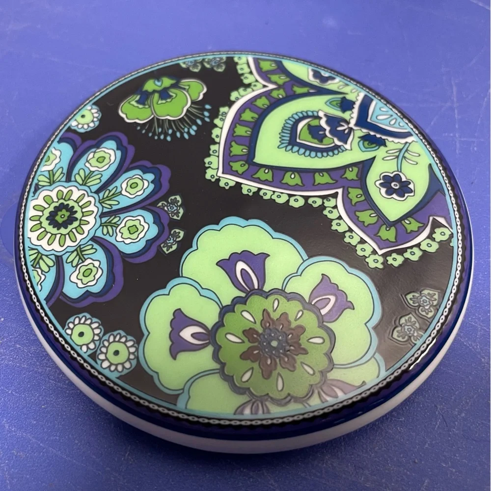 2 Gorgeous Paisley Vera Bradley Symphony in Hue & Blue Rhapsody Coffee Mugs/Lids - Picture 12 of 15